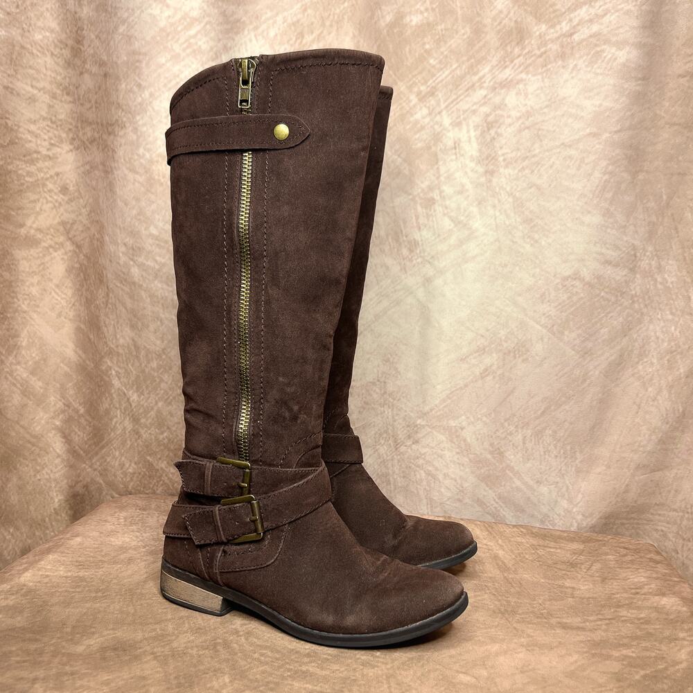 Rampage Hansel Knee High Faux Suede Riding Boots Brown Indie Sleaze Western Boho